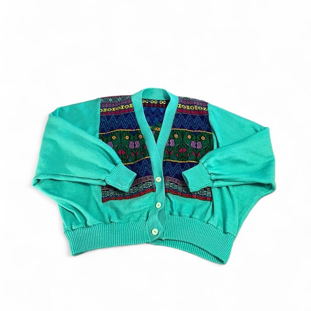 Unique Vintage Cardigan with Colorful Embroidered Design